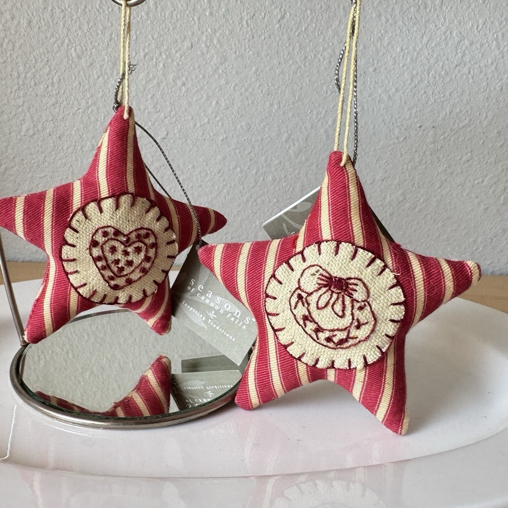 NEW Quilted Star Christmas Ornament Lot Heart Wreath Primitive Donna Gilbert Vtg